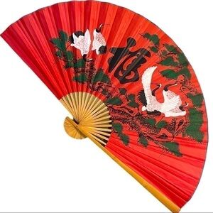 Large paper and bamboo wall fan, vintage, very good condition, folds perfectly